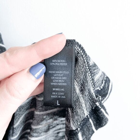 Coin 1804 Womens Top Sleeveless Half Open Back Stripes Black Large - Picture 5 of 7